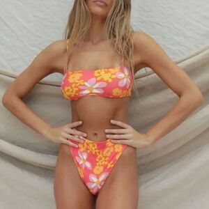 Stone Fox Swim Lei Lei Floral Bandeau Bikini top NWT